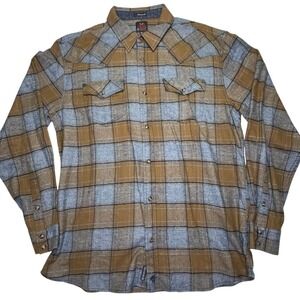 Brad Paisley Moon Shine‎ Spirit Western Plaid Snap Cotton Shirt XL Cowboy Rodeo